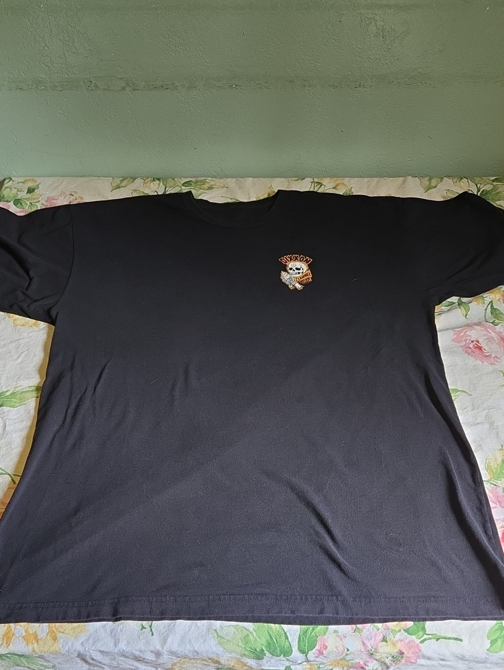 DIXXON Black Short-Sleeve Tee with Small Skull Patch
